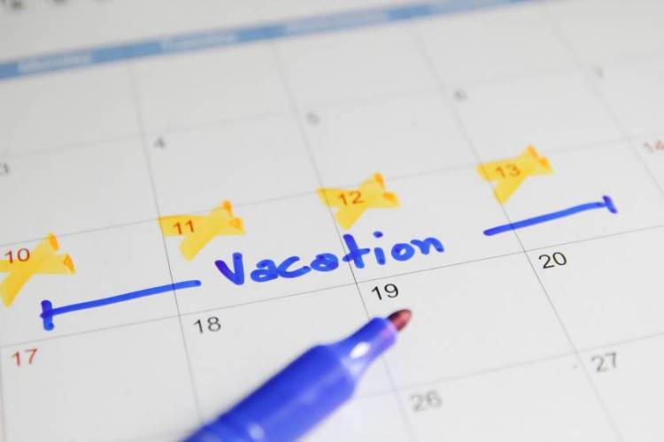 vacation marked out on calendar